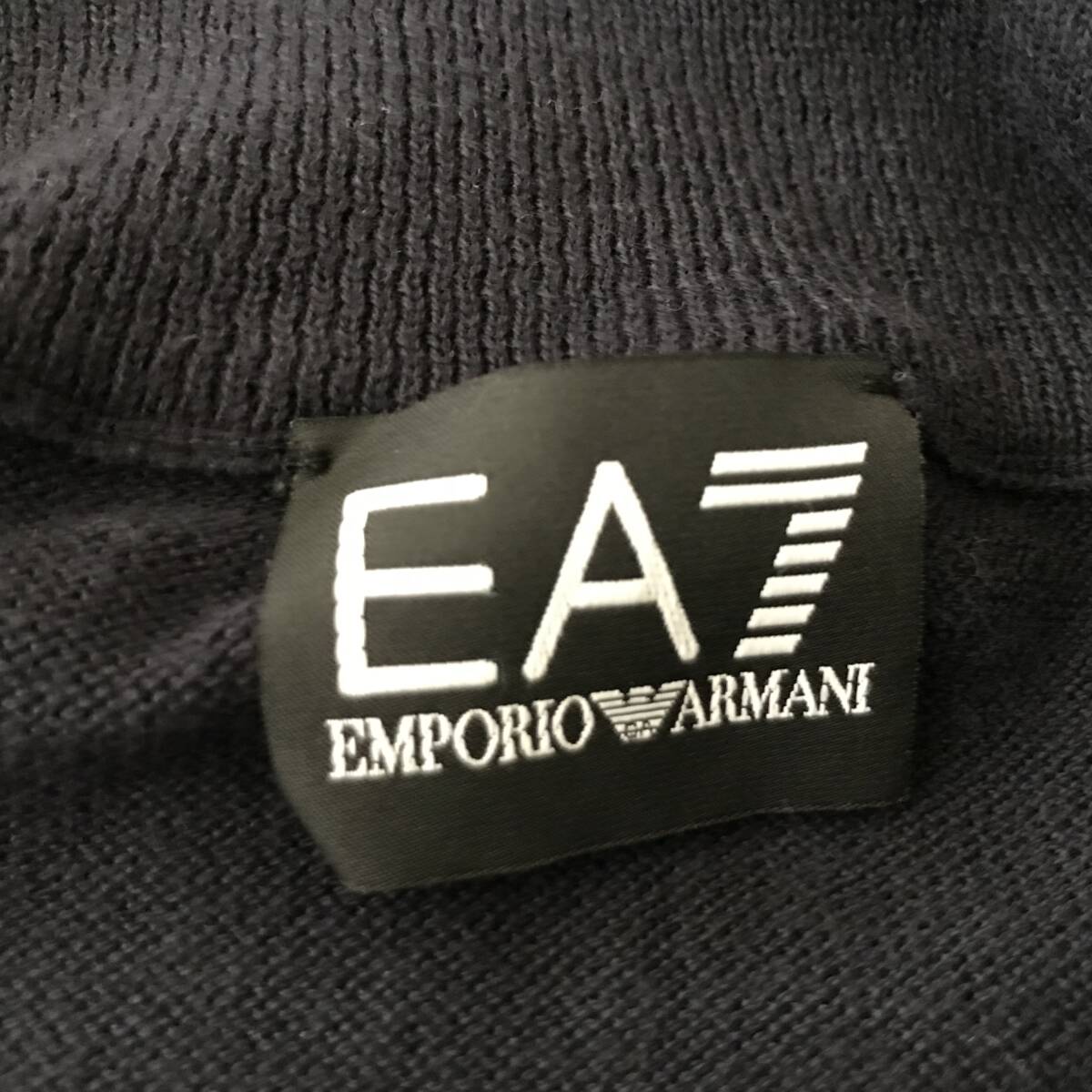 EA7 EMPORIO ARMANI エンポリオ アルマーニ レディース 半袖ハーフジップニット ロゴワッペン付き 美品 size 172/84A_画像7