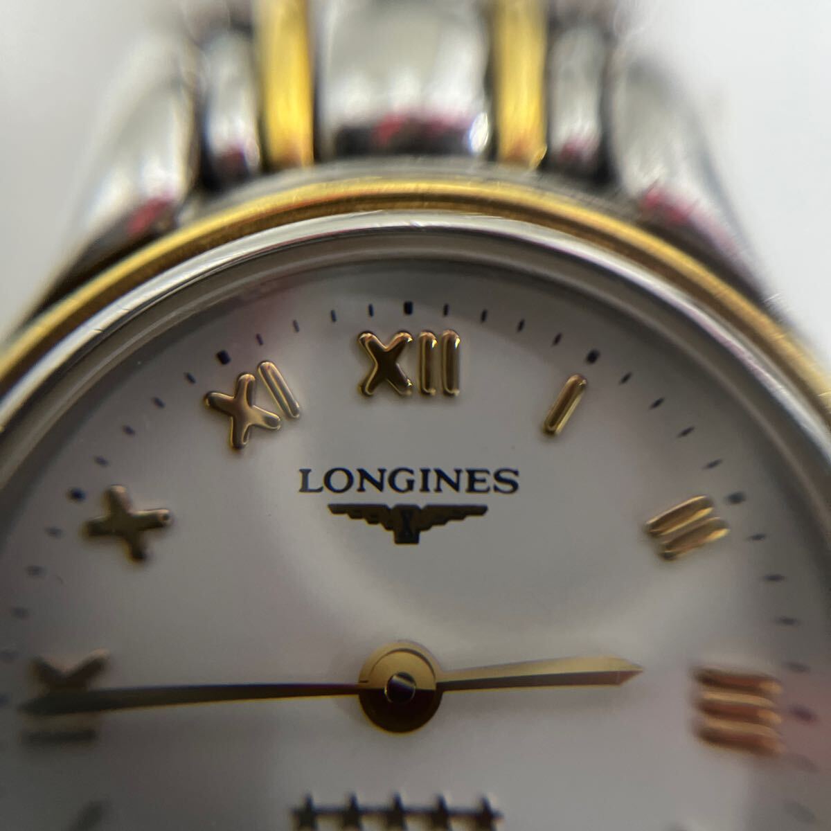 LONGINES ロンジン L3.105 5 ゴールデンウィング SS×GP ホワイト文字盤 クオーツ レディース 腕時計 動作品の画像5
