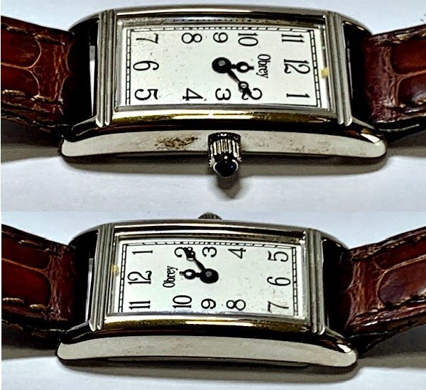 ジャンク扱い　不動品　Obrey　オブレイ　スクエア　腕時計　レディース　ケース　保存袋付き　レア_画像8