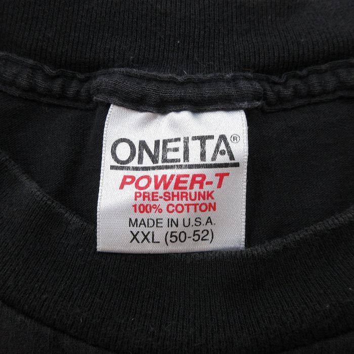 XL/古着 オニータ ONEITA 半袖 ビンテージ Tシャツ メンズ 90s 魚 大きいサイズ コットン クルーネック 黒 ブラック 24feb29 中古_画像3