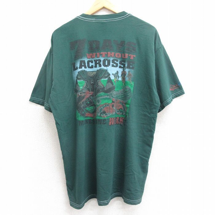 XL/古着 半袖 ビンテージ Tシャツ メンズ 00s ラクロス 大きいサイズ コットン クルーネック 緑 グリーン 24feb29 中古_画像1