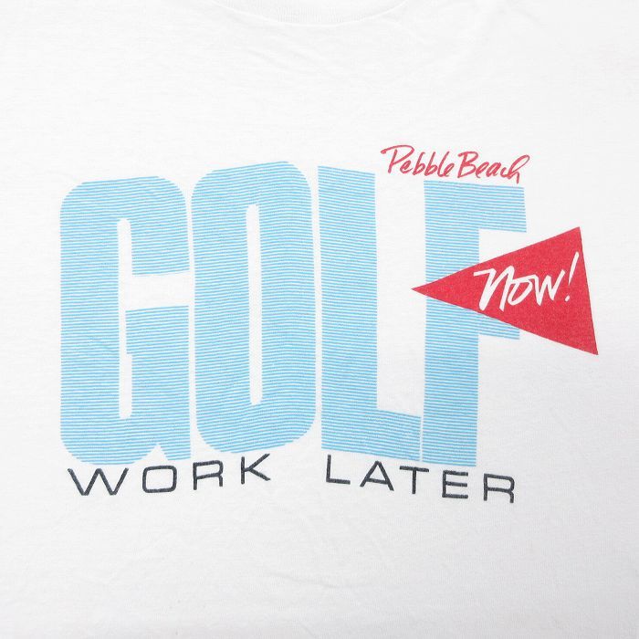 L/古着 半袖 ビンテージ Tシャツ メンズ 90s ゴルフ ビーチ コットン クルーネック 白 ホワイト 24mar01 中古_画像2