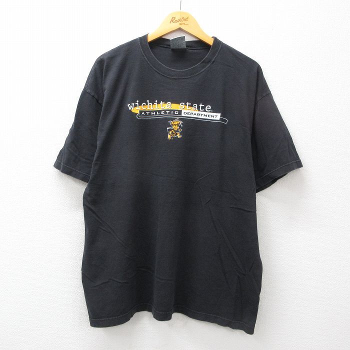 XL/古着 半袖 ビンテージ Tシャツ メンズ 90s ウィチタステート 大きいサイズ コットン クルーネック 黒 ブラック 24mar02 中古_画像1