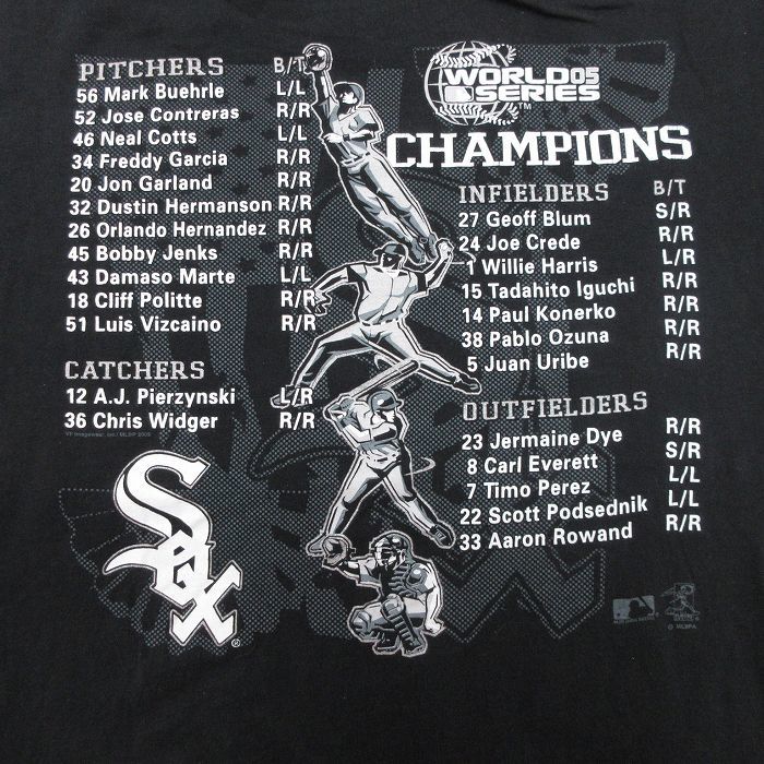 XL/古着 リー Lee 半袖 ビンテージ Tシャツ メンズ 00s MLB シカゴホワイトソックス ワールドシリーズ コットン クルーネック 黒 ブラック_画像4