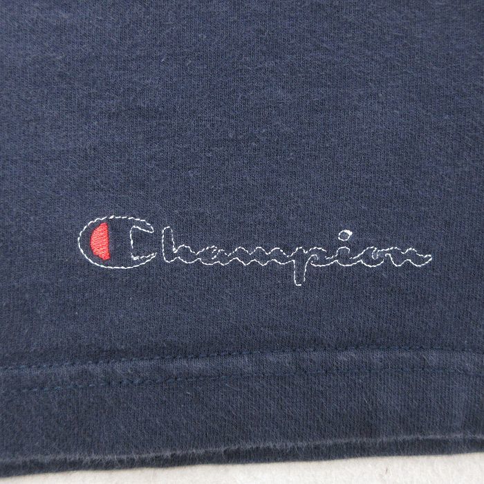 W32/古着 チャンピオン champion ショート イージー パンツ ショーツ メンズ ワンポイントロゴ コットン 紺 ネイビー 24mar04 中古 ボトム_画像3