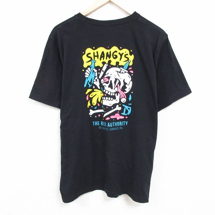 XL/古着 半袖 Tシャツ メンズ スカル 大きいサイズ コットン クルーネック 黒 ブラック 24mar07 中古_画像1