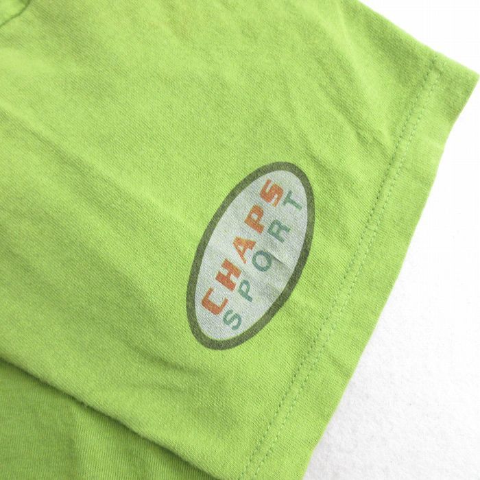 XL/古着 ラルフローレン チャップス 半袖 ビンテージ ブランド Tシャツ メンズ 90s ビッグロゴ コットン クルーネック 緑 グリーン spe 24m_画像3