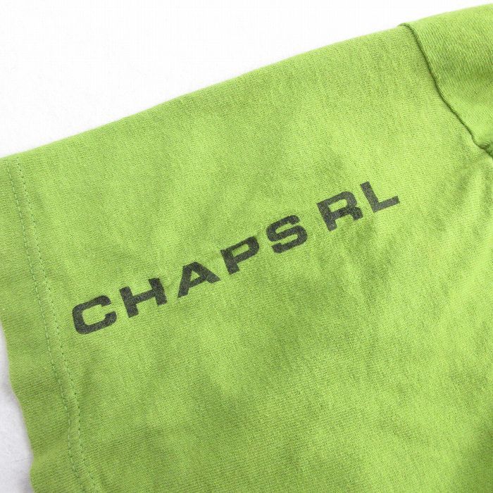 XL/古着 ラルフローレン チャップス 半袖 ビンテージ ブランド Tシャツ メンズ 90s ビッグロゴ コットン クルーネック 緑 グリーン spe 24m_画像4