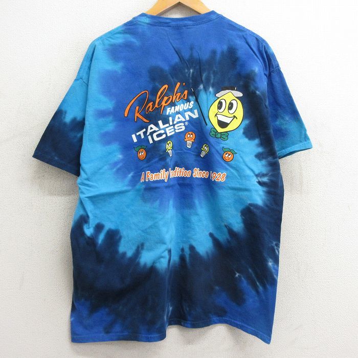 XL/古着 半袖 ビンテージ Tシャツ メンズ 00s アイスクリーム Ralphs 大きいサイズ コットン クルーネック 青他 ブルー タイダイ 24mar09_画像1