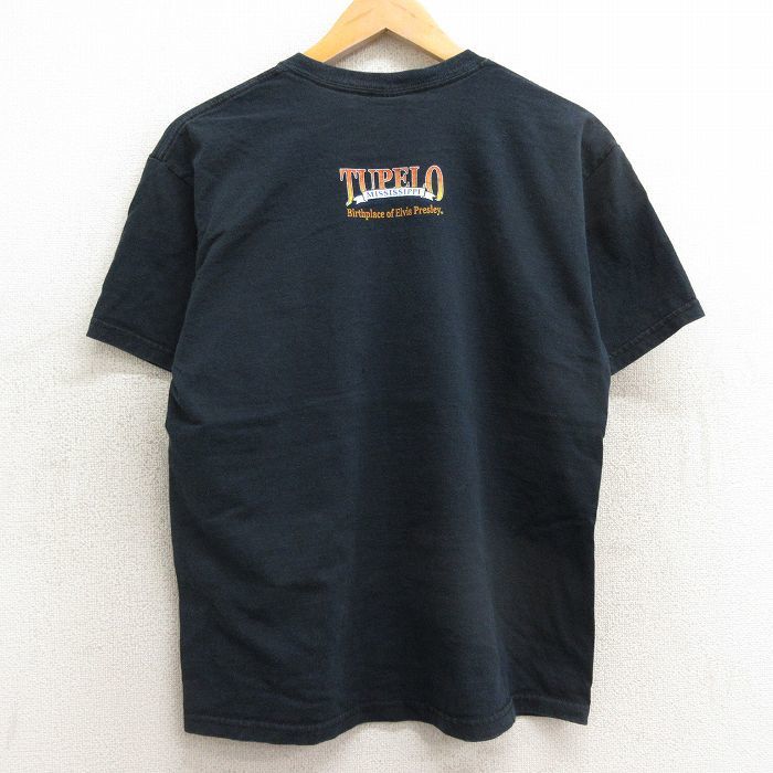 M/古着 半袖 ビンテージ ロック バンド Tシャツ メンズ 00s エルヴィスプレスリー エルビスプレスリー コットン クルーネック 黒 ブラック_画像2