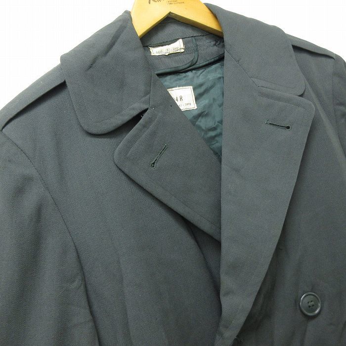 M/古着 長袖 ビンテージ ミリタリー オーバーコート メンズ 70s ロング丈 ウール 緑 グリーン 22dec08 中古 アウター_画像2