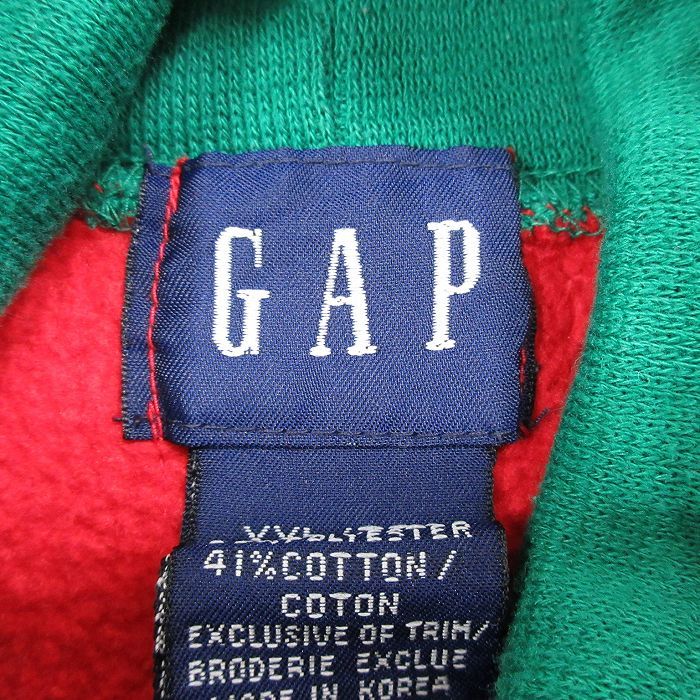 古着 ギャップ GAP 長袖 スウェット レディース 00s チャレンジ 刺繍 ツートンカラー タートルネック ハイネック 赤他 レッド spe 23ma_画像3