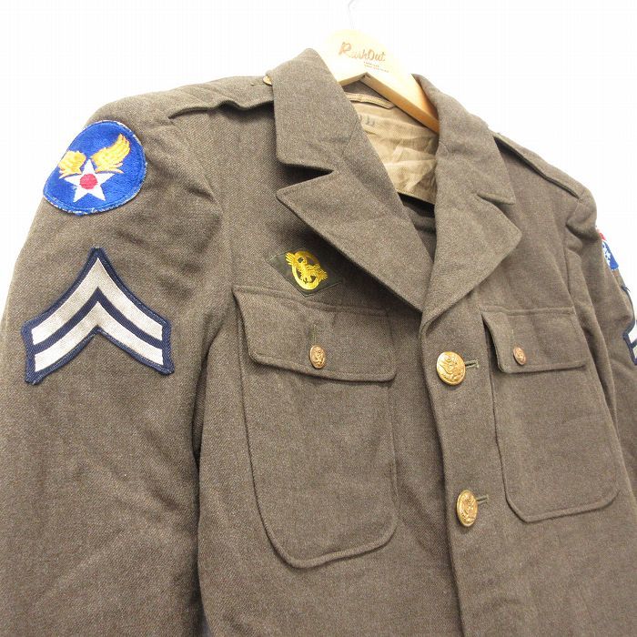 XS/古着 長袖 ビンテージ ミリタリー ジャケット 将校服 メンズ 50s エアフォース ウール 緑系 グリーン 23oct26 中古 アウター フライ_画像2