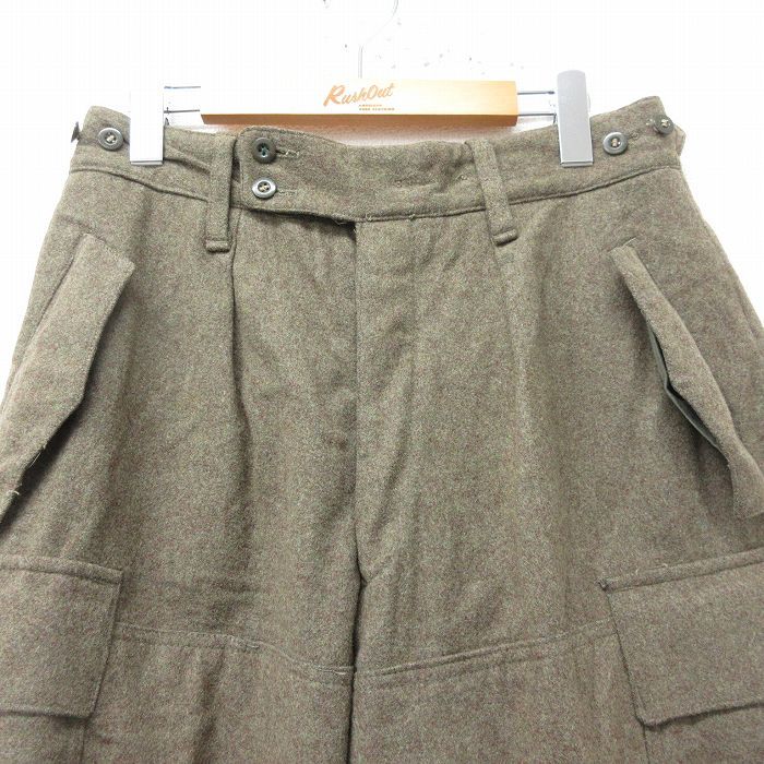 W28/古着 ビンテージ ミリタリー カーゴ パンツ メンズ 60s ドイツ軍 ウール 緑系 グリーン spe 23dec07 中古 ボトムス ロング_画像2