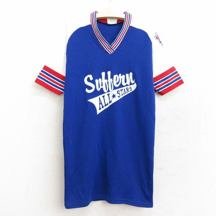 古着 半袖 ビンテージ Tシャツ キッズ ボーイズ 子供服 80s Suttern ELIASON 41 ラグラン Vネック 青他 ブルー 22aug19_画像1