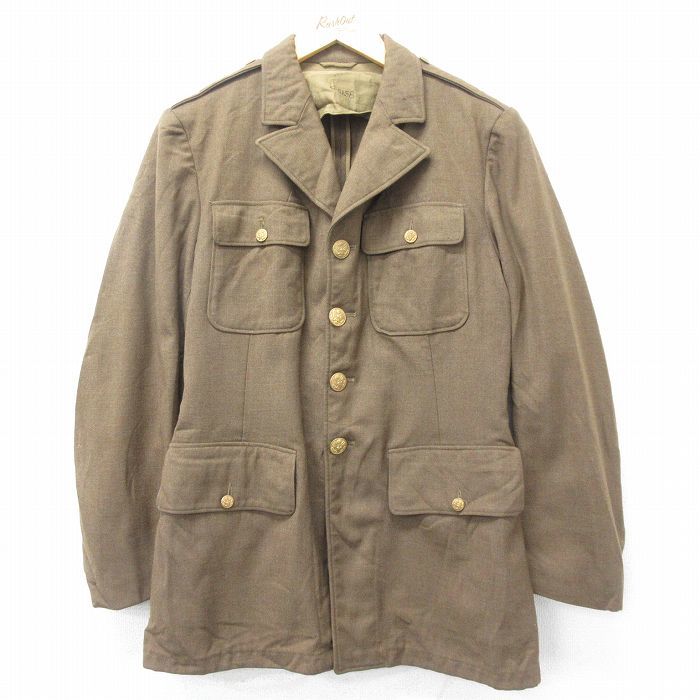 S/古着 長袖 ビンテージ ミリタリー ジャケット 将校服 メンズ 40s ウール 緑系 グリーン 23dec21 中古 アウター フライト_画像1