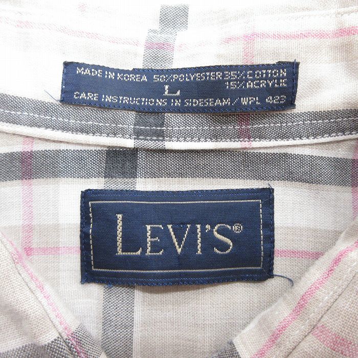 L/古着 リーバイス Levis 長袖 ブランド シャツ メンズ 90s グレー系他 チェック 23jun19 中古 トップス_画像4