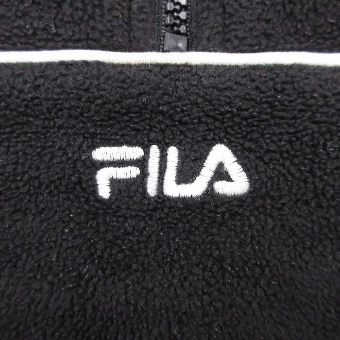 L/古着 フィラ FILA 長袖 ハーフジップ フリース ジャケット メンズ 90s ワンポイントロゴ 黒他 ブラック 23nov09 中古 アウター_画像3