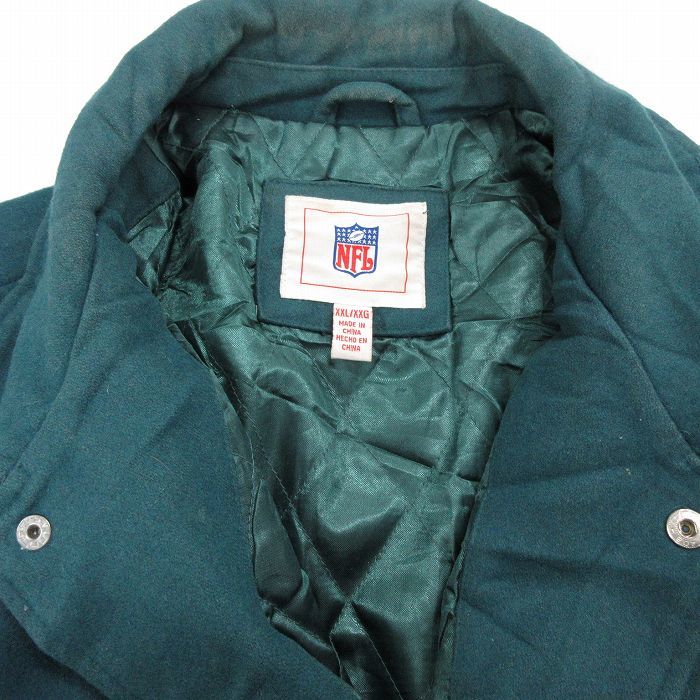 XL/古着 長袖 スタジャン メンズ 00s NFL フィラデルフィアイーグルス 大きいサイズ ウール 青緑他 内側キルティング アメフト スーパ_画像8