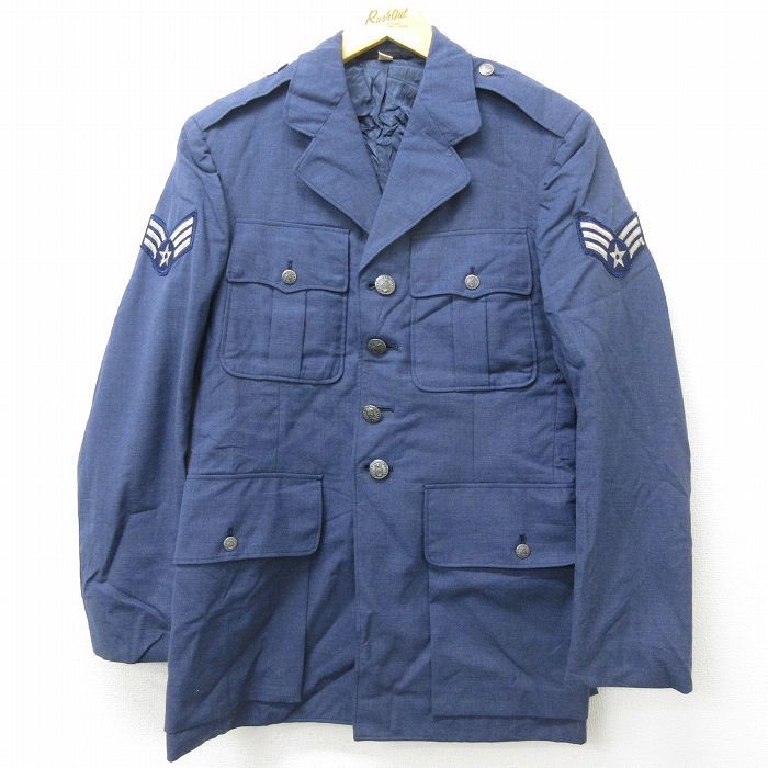 M/古着 長袖 ビンテージ ミリタリー ジャケット 将校服 ユニフォーム メンズ 60s USAF ロング丈 ウール 紺 ネイビー 22dec09 中古 アウ_画像1