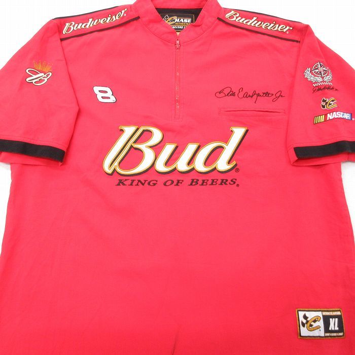 XL/古着 半袖 ハーフジップ トップス メンズ 00s レーシング NASCAR バドワイザー ビール デイルアーンハートジュニア 大きいサイズ ロ_画像3