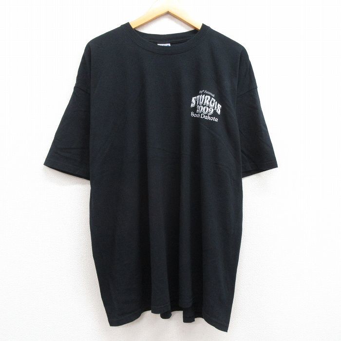 XL/古着 半袖 ビンテージ Tシャツ メンズ 00s バイク ブタ スタージス 大きいサイズ コットン クルーネック 黒 ブラック 23jul07 中古_画像2