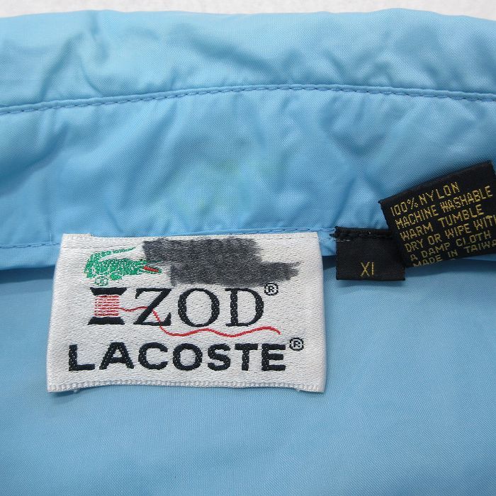 L/古着 ラコステ LACOSTE IZOD 長袖 ブランド ナイロン ジャケット メンズ 80s ワンポイントロゴ 水色 23sep29 中古 アウター ウインド_画像5