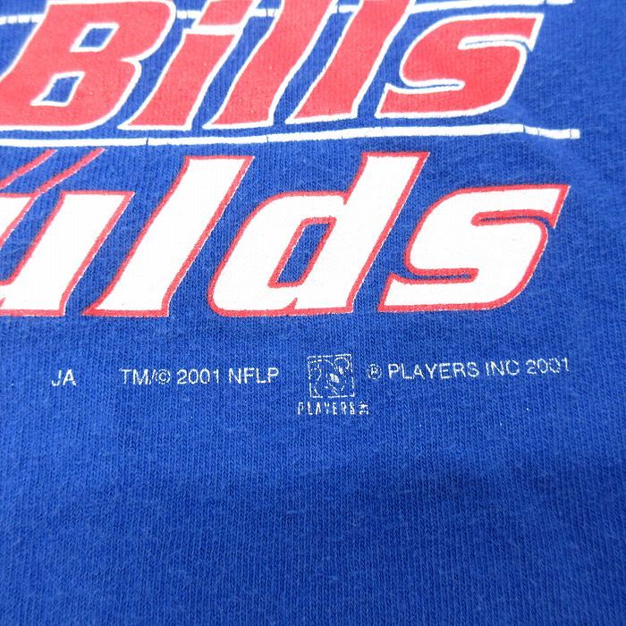 古着 半袖 ビンテージ Tシャツ キッズ ボーイズ 子供服 00s NFL バッファロービルズ エリックモールド 80 コットン クルーネック 青 ブ_画像3