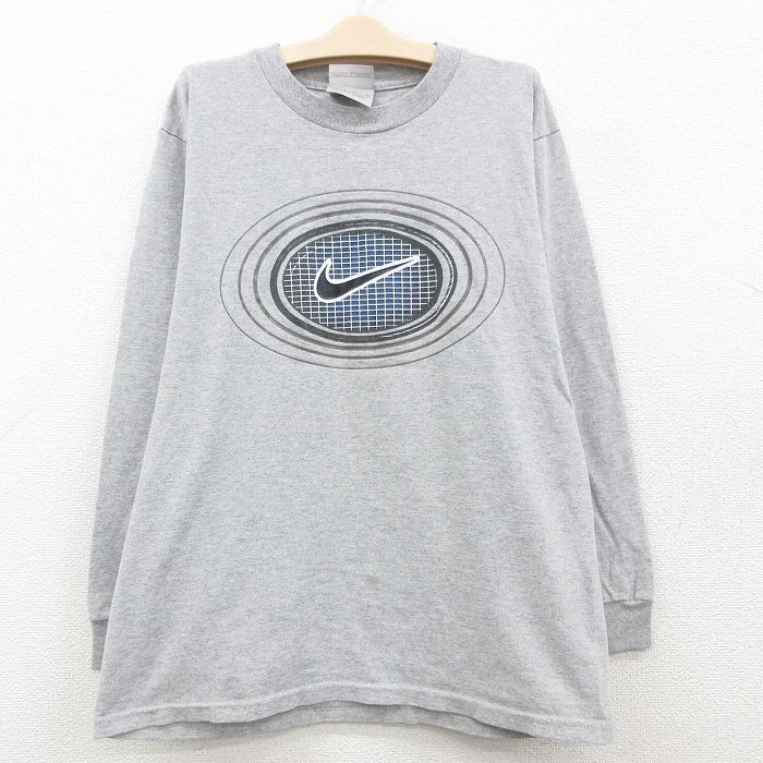  old clothes Nike NIKE long sleeve Vintage T-shirt Kids boys child clothes 00s big Logo crew neck gray ...23may24