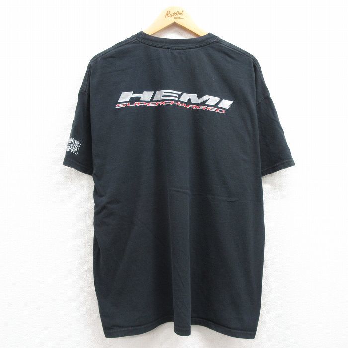 XL/古着 ヘインズ 半袖 ビンテージ Tシャツ メンズ 00s HEMI モータースポーツ 大きいサイズ コットン クルーネック 黒 ブラック 23jun_画像1