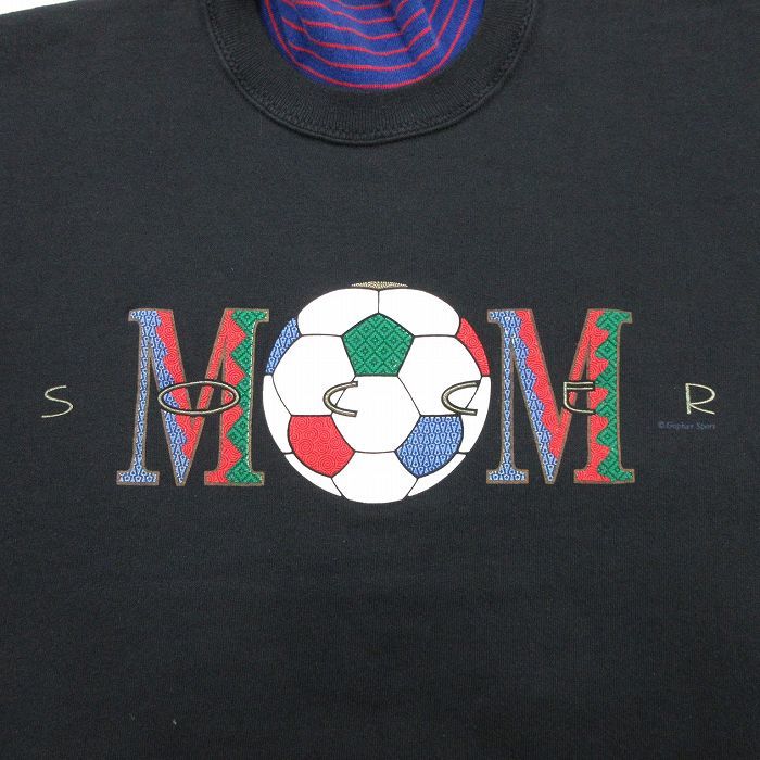 L/古着 長袖 スウェット メンズ 90s サッカー タートルネック ハイネック 黒他 ブラック 23sep20 中古 スエット トレーナー トップス_画像2