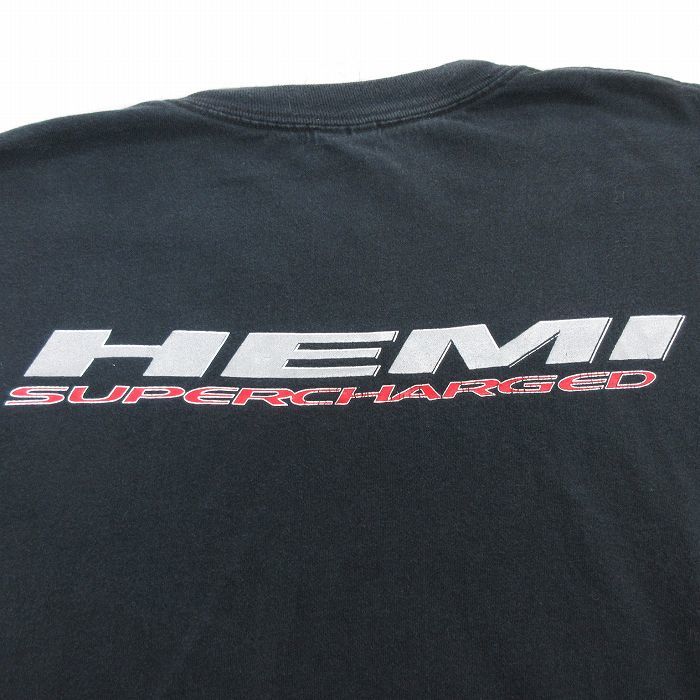XL/古着 ヘインズ 半袖 ビンテージ Tシャツ メンズ 00s HEMI モータースポーツ 大きいサイズ コットン クルーネック 黒 ブラック 23jun_画像4