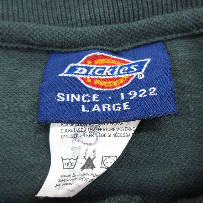 XL/古着 ディッキーズ Dickies 半袖 ブランド ポロ シャツ メンズ KIDSTART 鹿の子 大きいサイズ 濃緑 グリーン 23apr11 中古 トップス_画像3