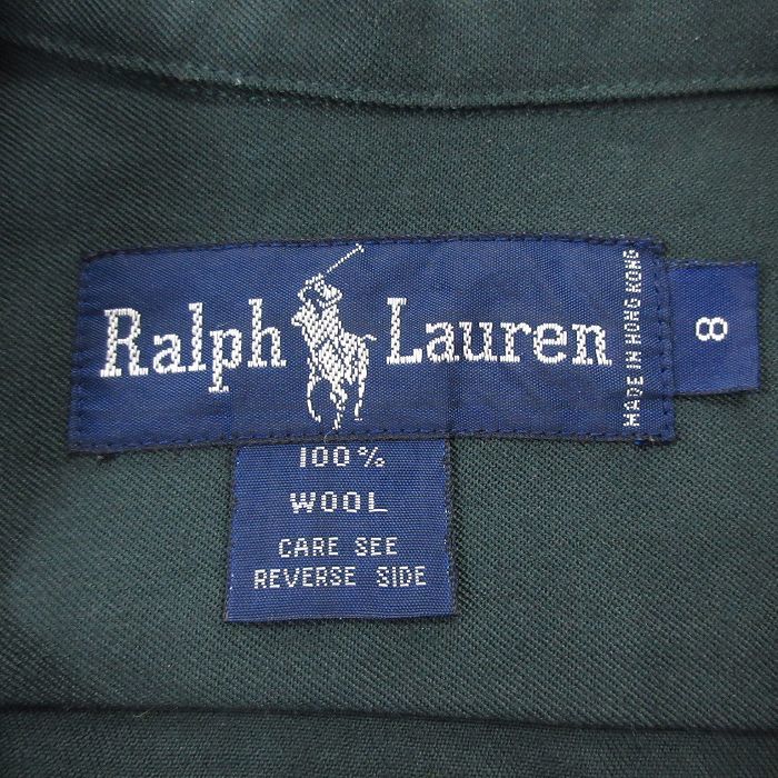  old clothes Ralph Lauren long sleeve brand wool shirt lady's 90s. collar open color . green green 23jan09 used blau Stop 