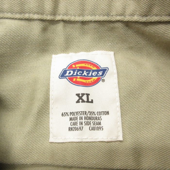 XL/古着 ディッキーズ Dickies 長袖 ワーク シャツ メンズ 大きいサイズ ベージュ系 カーキ 23apr12 中古 トップス_画像3