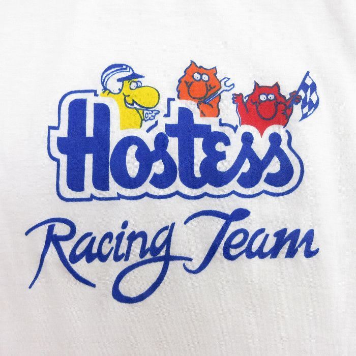 S/古着 半袖 ビンテージ Tシャツ メンズ 80s Hostess レーシングチーム クルーネック 白 ホワイト 22jul22 中古_画像2