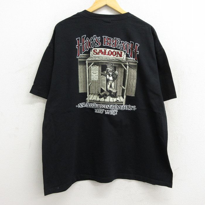 XL/古着 半袖 ビンテージ Tシャツ メンズ 00s イノシシ HOGS BREATH 大きいサイズ コットン クルーネック 黒 ブラック 23jul07 中古_画像1