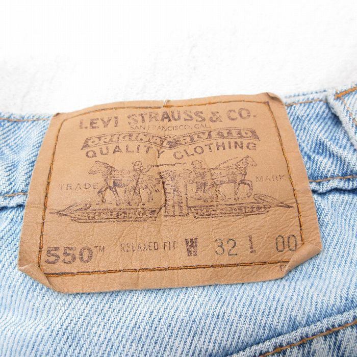 W32/古着 リーバイス Levis 550 ショート パンツ ショーツ メンズ 00s コットン 薄紺 ネイビー デニム 23jun03 中古 ボトムス 短パン_画像4