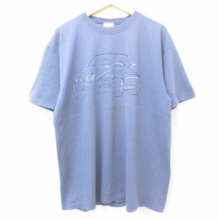 XL/古着 半袖 ビンテージ Tシャツ メンズ 00s 車 23 コットン　クルーネック 紺系 ネイビー 22may13 中古_画像1