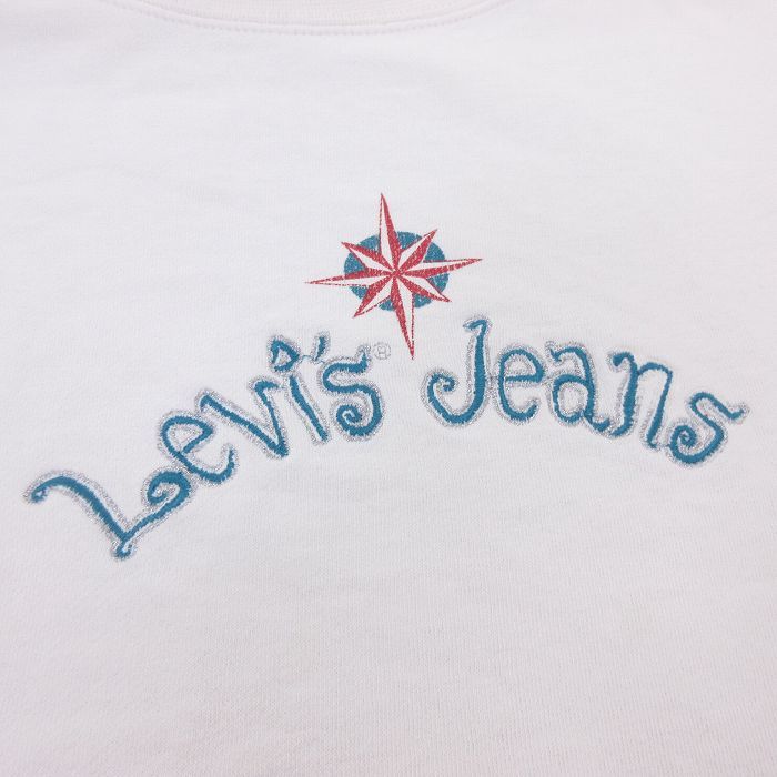 古着 リーバイス Levis 長袖 スウェット レディース 90s ビッグロゴ 刺繍 大きいサイズ クルーネック 白 ホワイト 23jan06 中古 スエッ_画像2