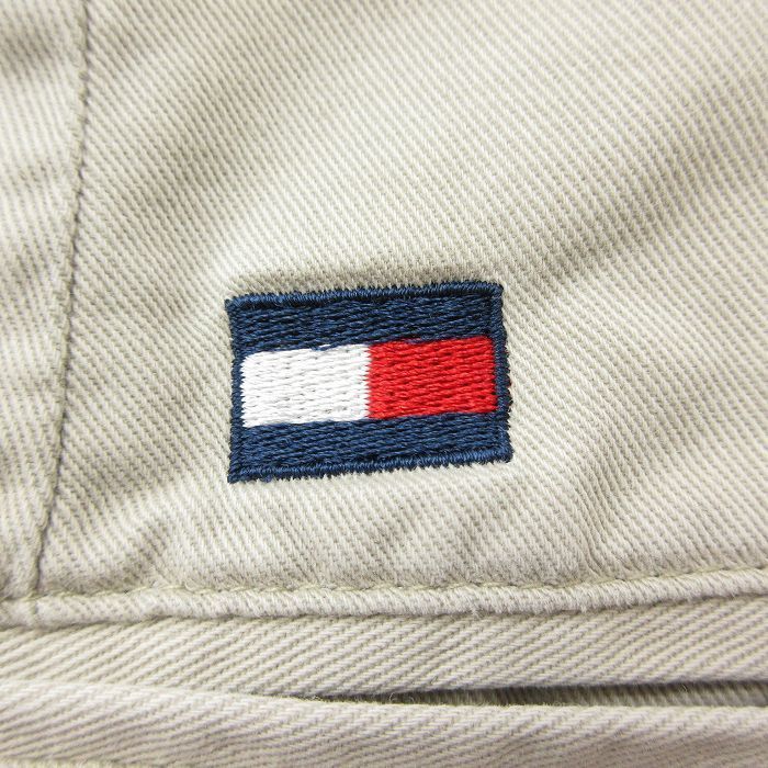 W30/古着 トミーヒルフィガー TOMMY HILFIGER ショート ブランド パンツ ショーツ メンズ ワンポイントロゴ コットン 薄ベージュ カー_画像3