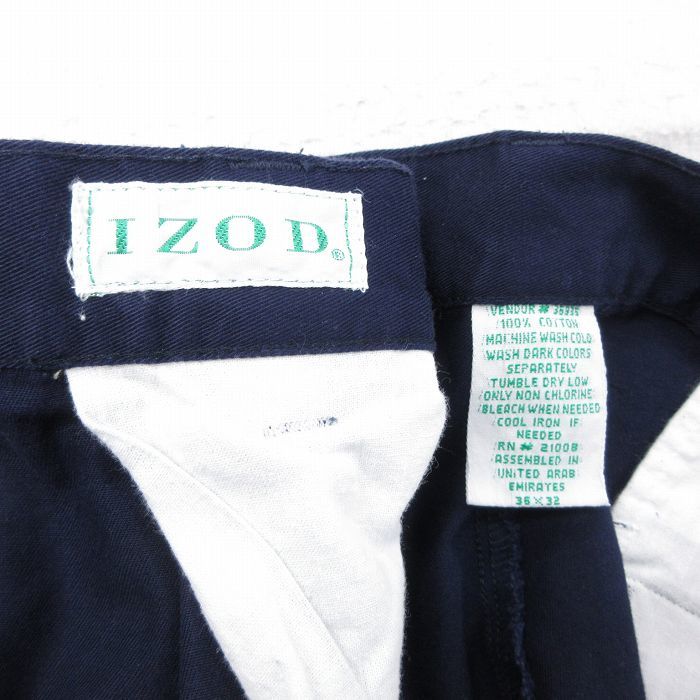 W36/古着 IZOD チノ パンツ チノパン メンズ 90s コットン 紺 ネイビー 23dec19 中古 ボトムス ロング_画像6