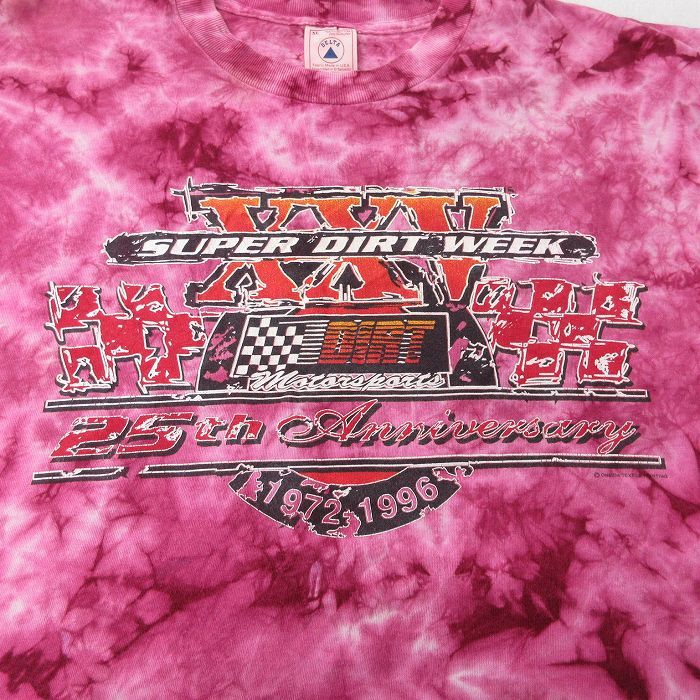 XL/古着 半袖 ビンテージ Tシャツ メンズ 90s DIRT XXV 大きいサイズ コットン クルーネック 濃ピンク他 タイダイ 23jun28 中古_画像3