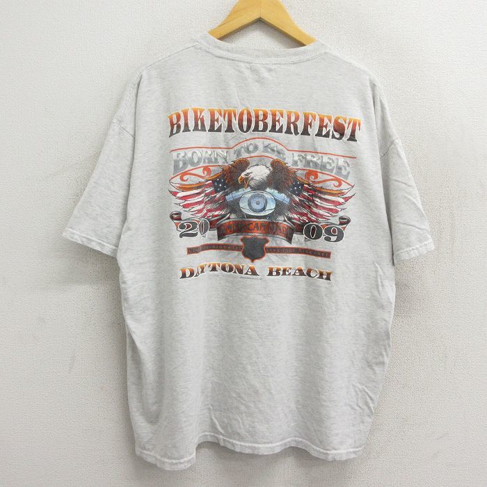 XL/古着 半袖 ビンテージ Tシャツ メンズ 00s 鳥 バイクトーバーフェスト デイトナビーチ 大きいサイズ クルーネック 薄グレー 霜降り_画像2