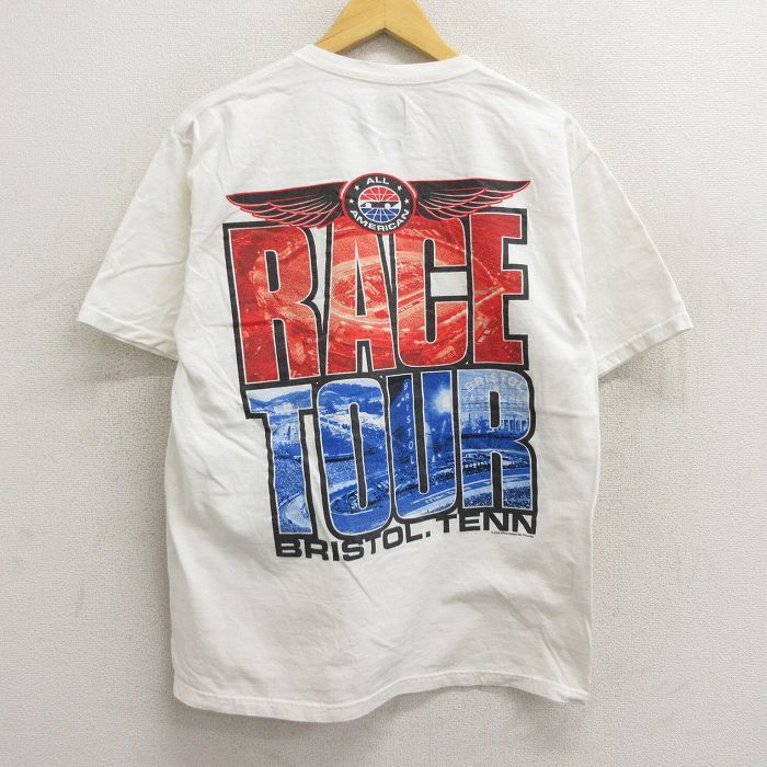 L/古着 半袖 ビンテージ Tシャツ メンズ 00s NASCAR レーシングカー コットン クルーネック 白 ホワイト spe 23jul21 中古_画像2