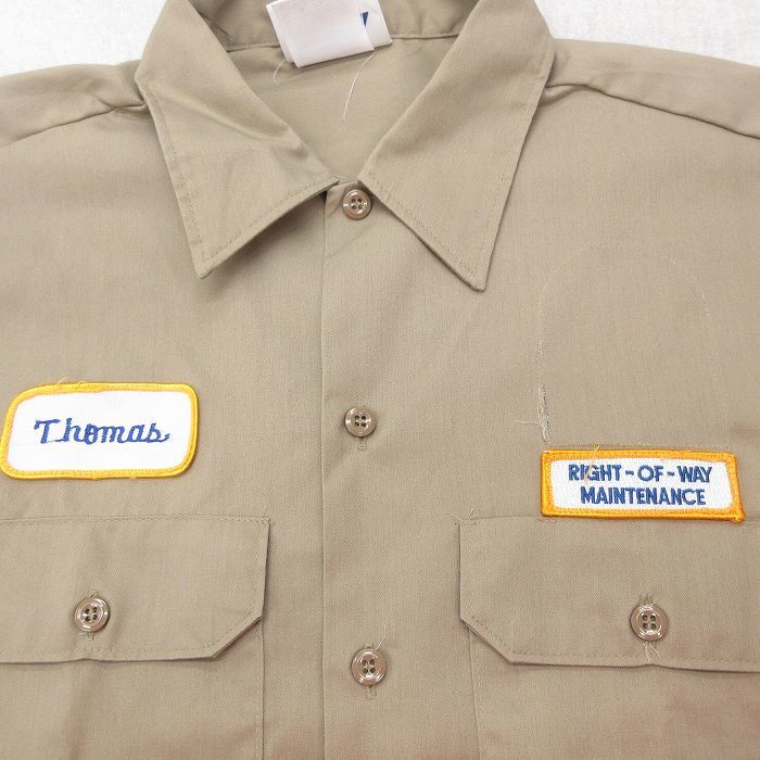 XL/古着 ディッキーズ Dickies 長袖 ワーク シャツ メンズ 90s ロング丈 ベージュ カーキ 23may20 中古 トップス_画像3