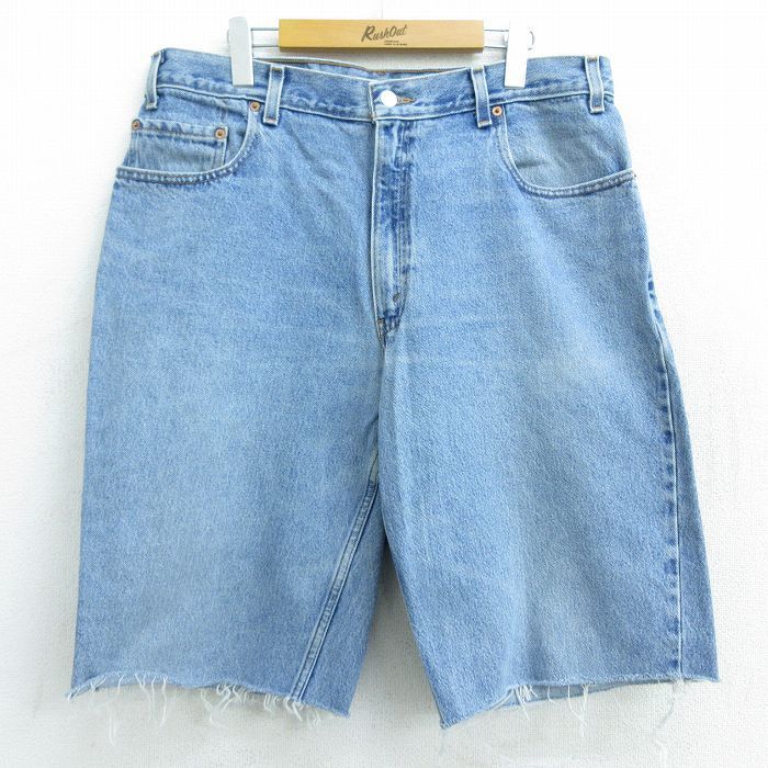 W37/古着 リーバイス Levis 560 ショート パンツ ショーツ メンズ 00s ヒゲ テーパード コットン 紺 ネイビー デニム 22jul01 中古 ボ_画像1