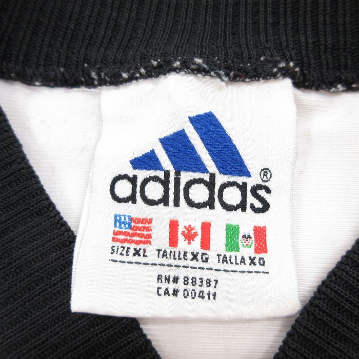 XL/古着 アディダス adidas 半袖 トップス メンズ 90s ワンポイントロゴ 大きいサイズ ロング丈 白他 ホワイト 3本ライン spe 23jul14_画像6