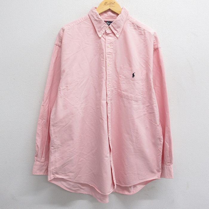 XL/古着 ラルフローレン 長袖 ブランド シャツ メンズ ワンポイントロゴ BIG SHIRT オックスフォード ロング丈 大きいサイズ コットン_画像1