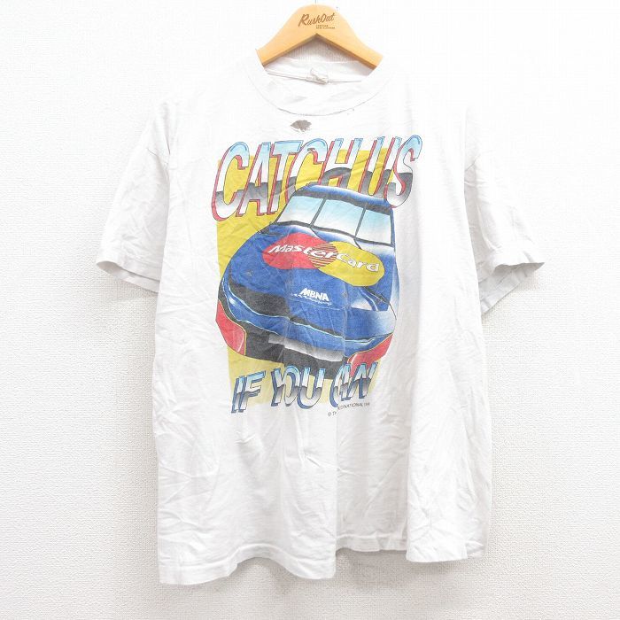 XL/古着 半袖 ビンテージ Tシャツ メンズ 90s レーシングカー MBNA クルーネック 白 ホワイト 23mar03 中古_画像1